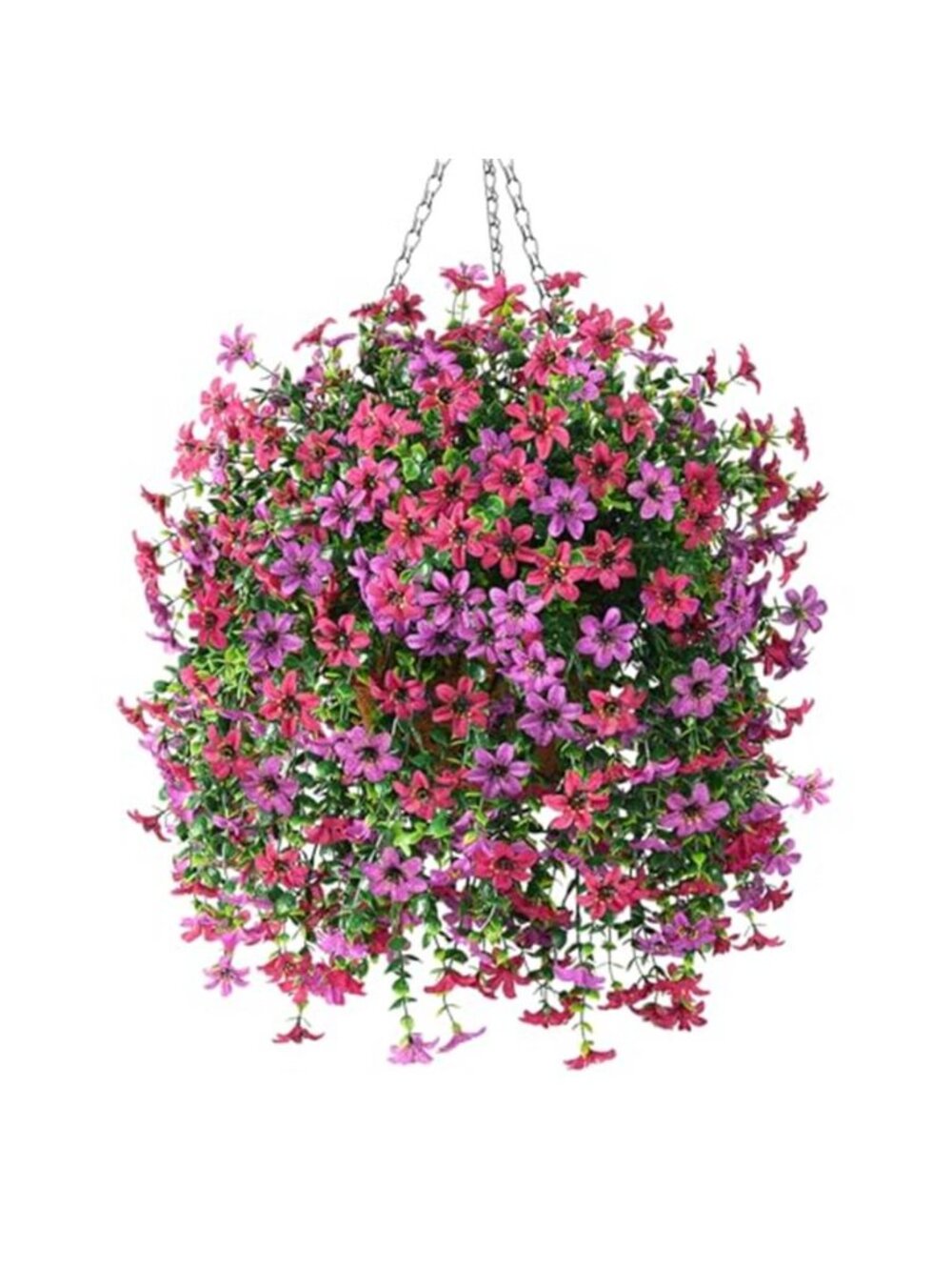 Artificial Hanging Daisy Basket UV Resistant Faux Flowers Outdoor Porch Decor